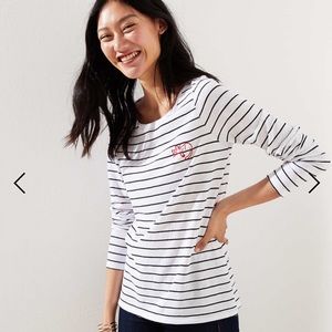 Loft cat embroidered striped tee